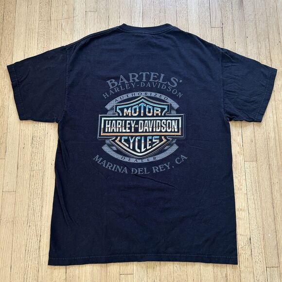 Vintage Harley Davidson Beefy T Shirt Marin Del Rey Size Large Motorcycle - Picture 6 of 8